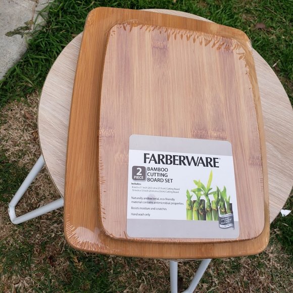NEW set of 2 bamboo cutting boards board kitchen cooking supplies Farberware - Picture 4 of 8